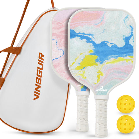 Vinsguir Pickleball Paddle Set - Pink Shoreline Wave