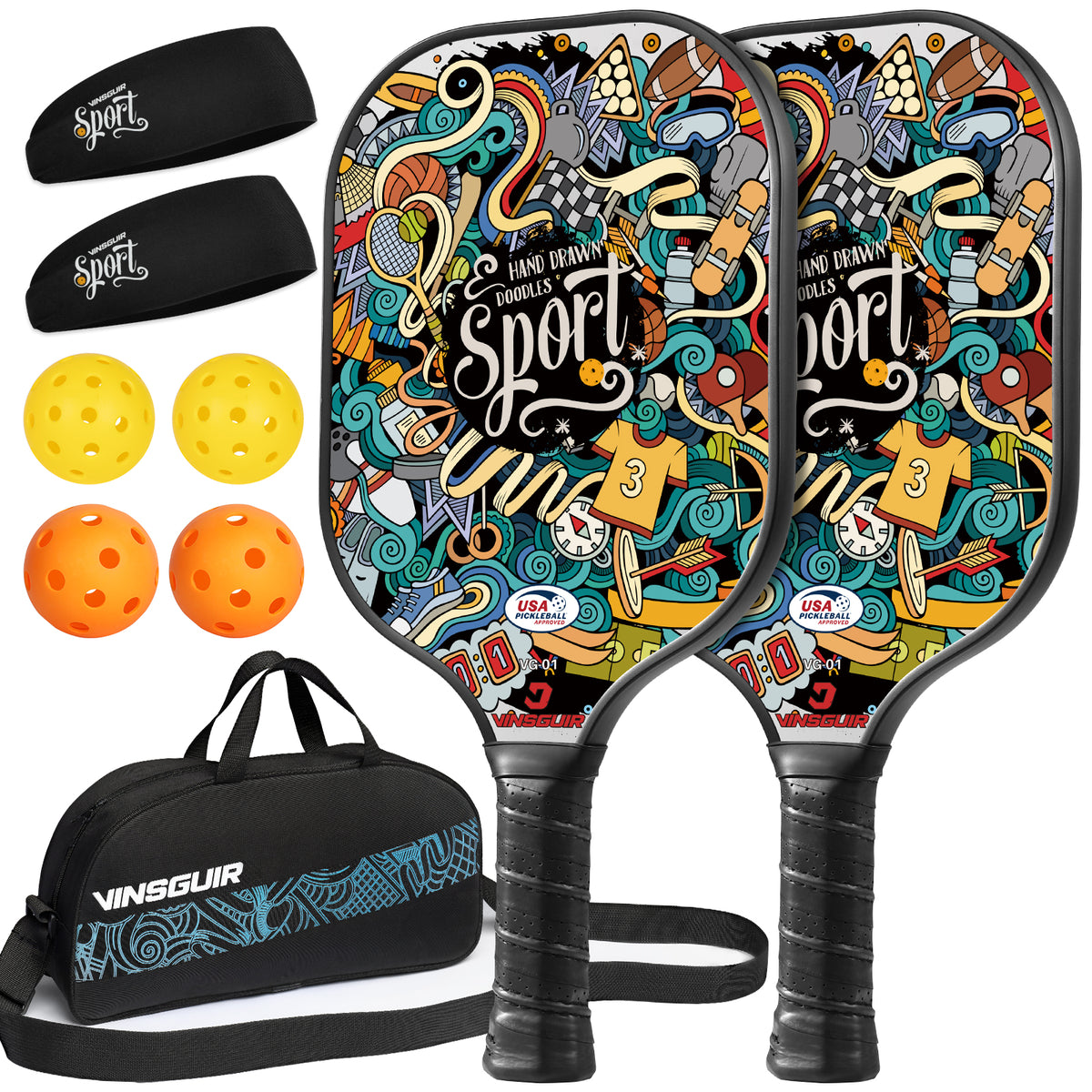 Vinsguir pickleball paddles - Doodle Sports Fusion